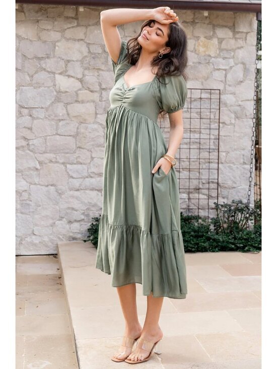 Baltic Born Dresses & Skirts - Baltic Born Annalisa Midi Dress in Olive Green Size S NWOT